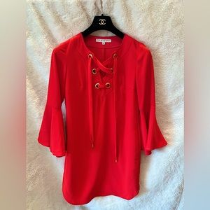 Tina Turk Red Lace Up Dress Size 0